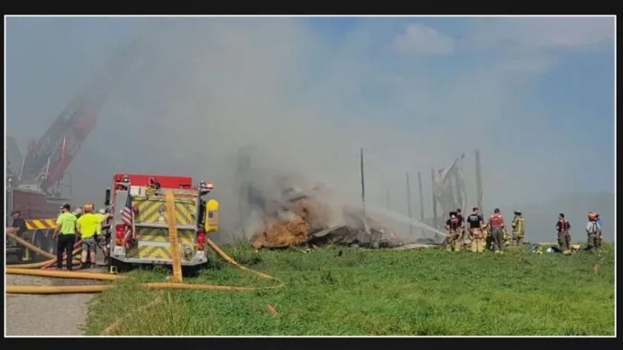 Firefighter sent to hospital after fighting two-alarm fire at barn in Genesee County