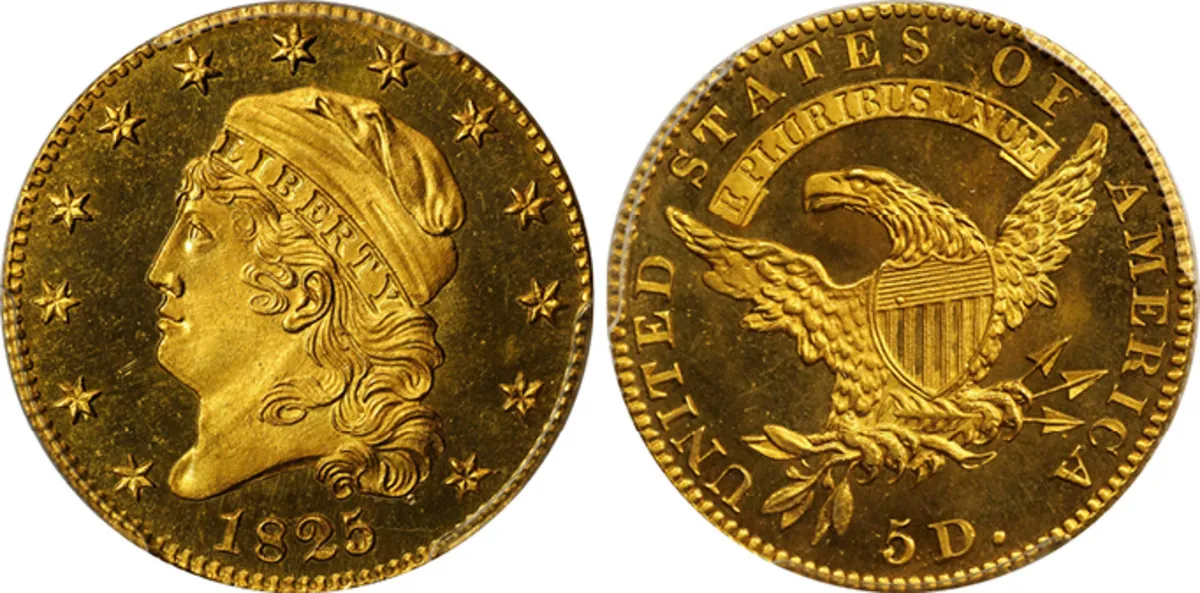 1825 - 4 -1 Capped Head Left Half Eagle