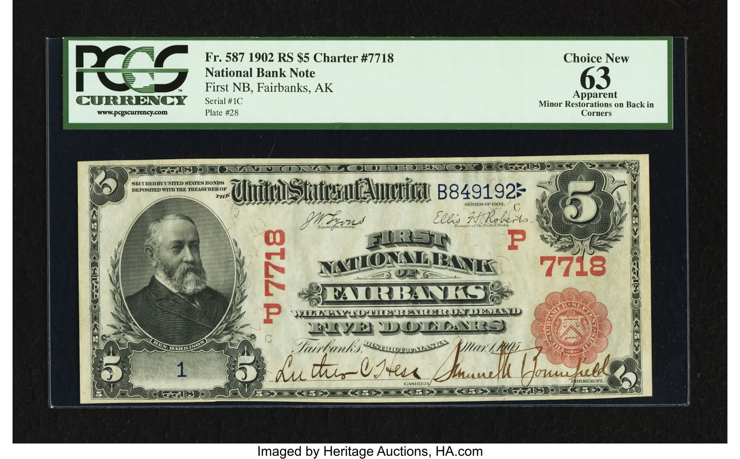 $5 Bill from the First National Bank of Fairbanks (1902)