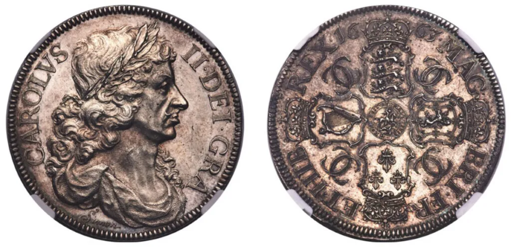 1663 British Charles II Silver Pattern ‘Petition’ Crown