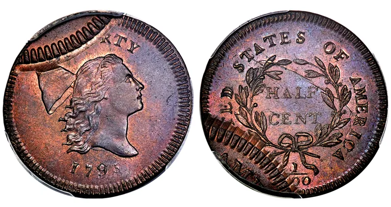 1795 Half-Cent Struck Over a 1795 Cent