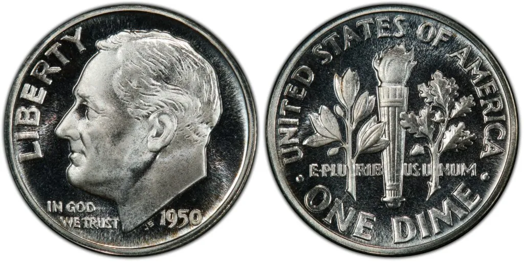 1950 Proof Deep Cameo Type 1 Silver Roosevelt Dime