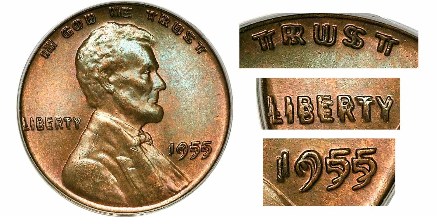 1955 Lincoln Wheat Cent (Double Die Obverse)