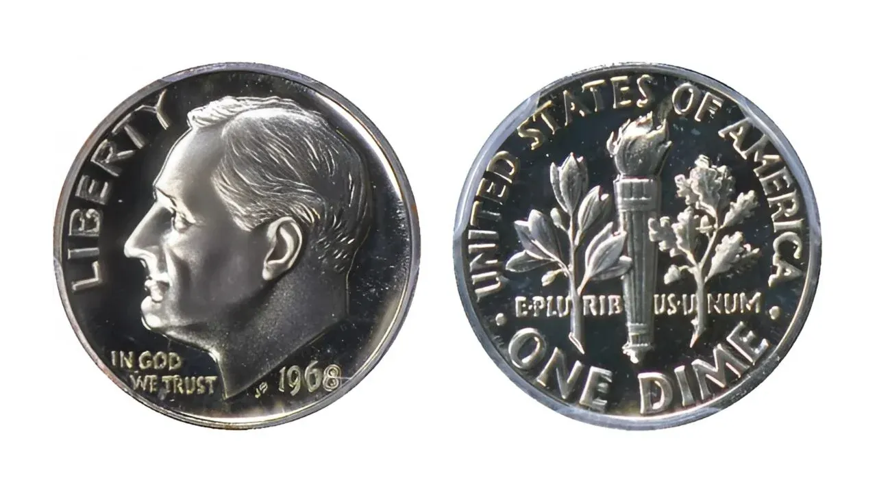 1968 No S Roosevelt Dime