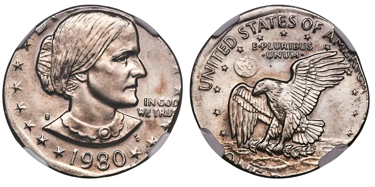 1980-S Susan B. Anthony Dollar Struck on a Nickel Planchet