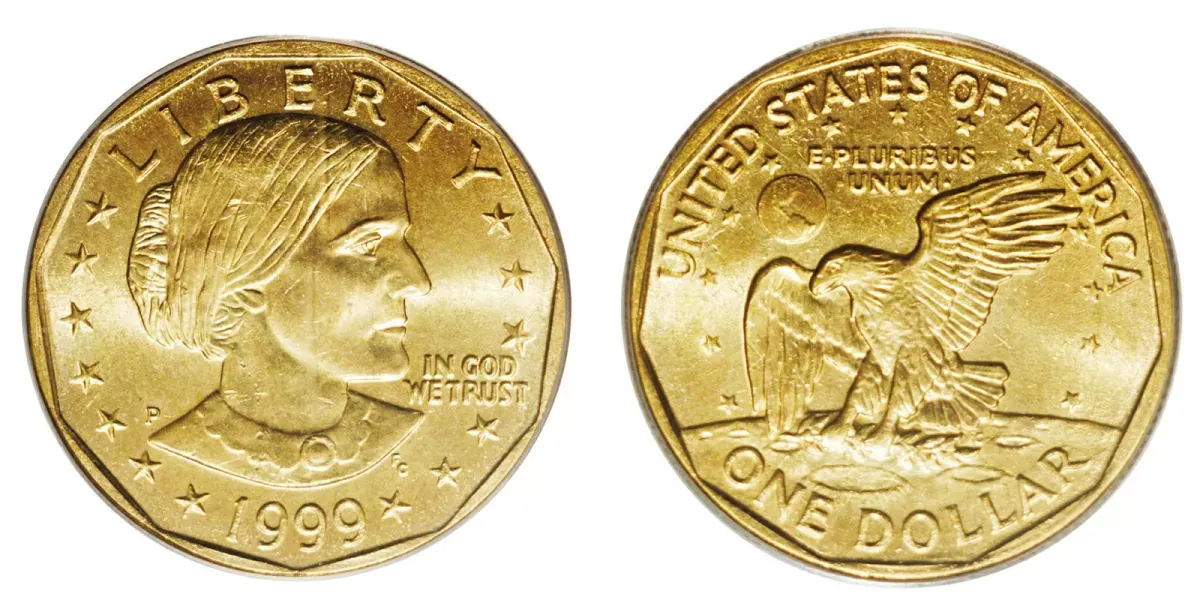 1999-P Susan B. Anthony Dollar Struck on a Sacagawea Planchet