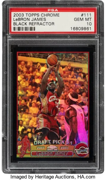 LeBron James Topps Chrome Black Refractor Rookie Card