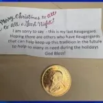 Mystery donor drops their last gold coin in Salvation Army red kettle