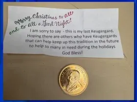 Mystery donor drops their last gold coin in Salvation Army red kettle