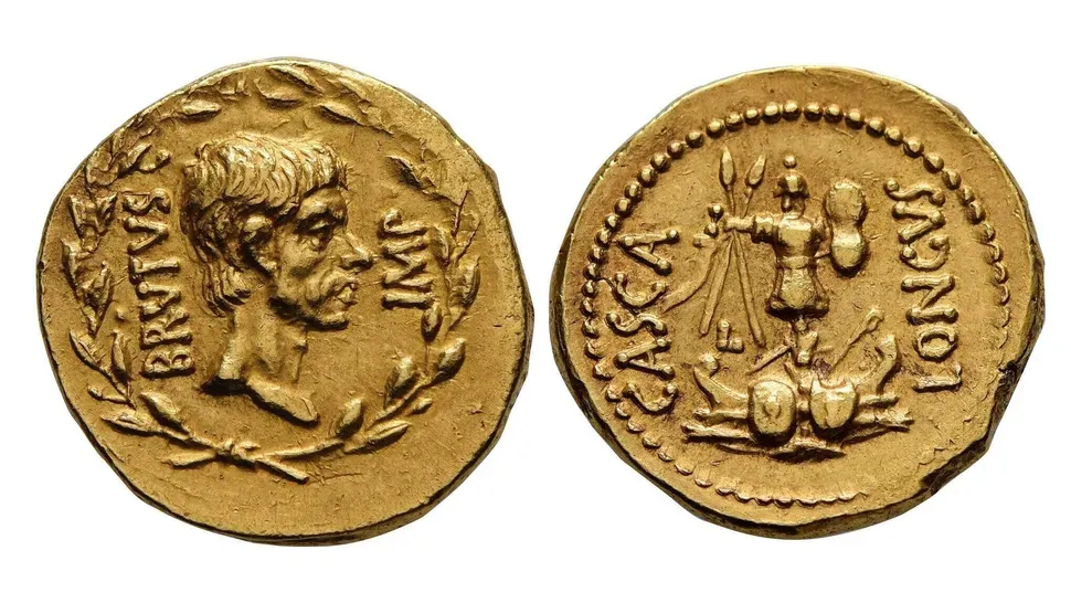 Rare gold 'Brutus' coin minted after Julius Caesar's murder is up for auction