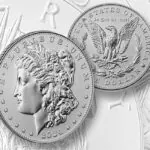 Reverse Proof Morgan and Peace silver dollars in set