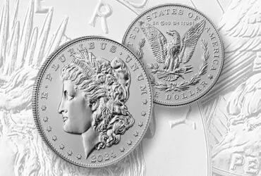 Reverse Proof Morgan and Peace silver dollars in set